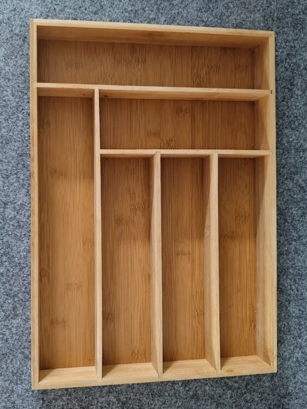 6 Compartment Wooden Utensil Cutlery Organizer Preowned Silverware Drawer Tray